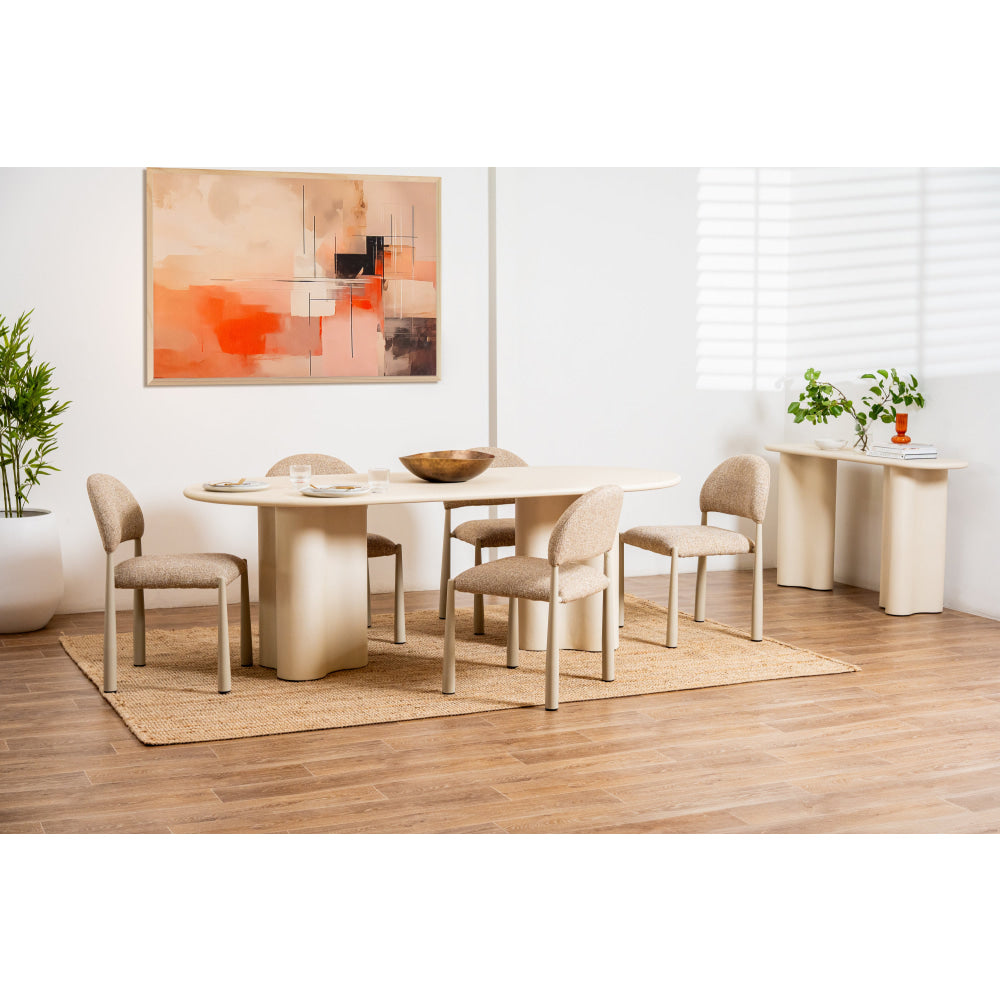 Gus Micro-Cement Coated Wooden Kitchen Dining Table 220cm Pebble Fast shipping On sale