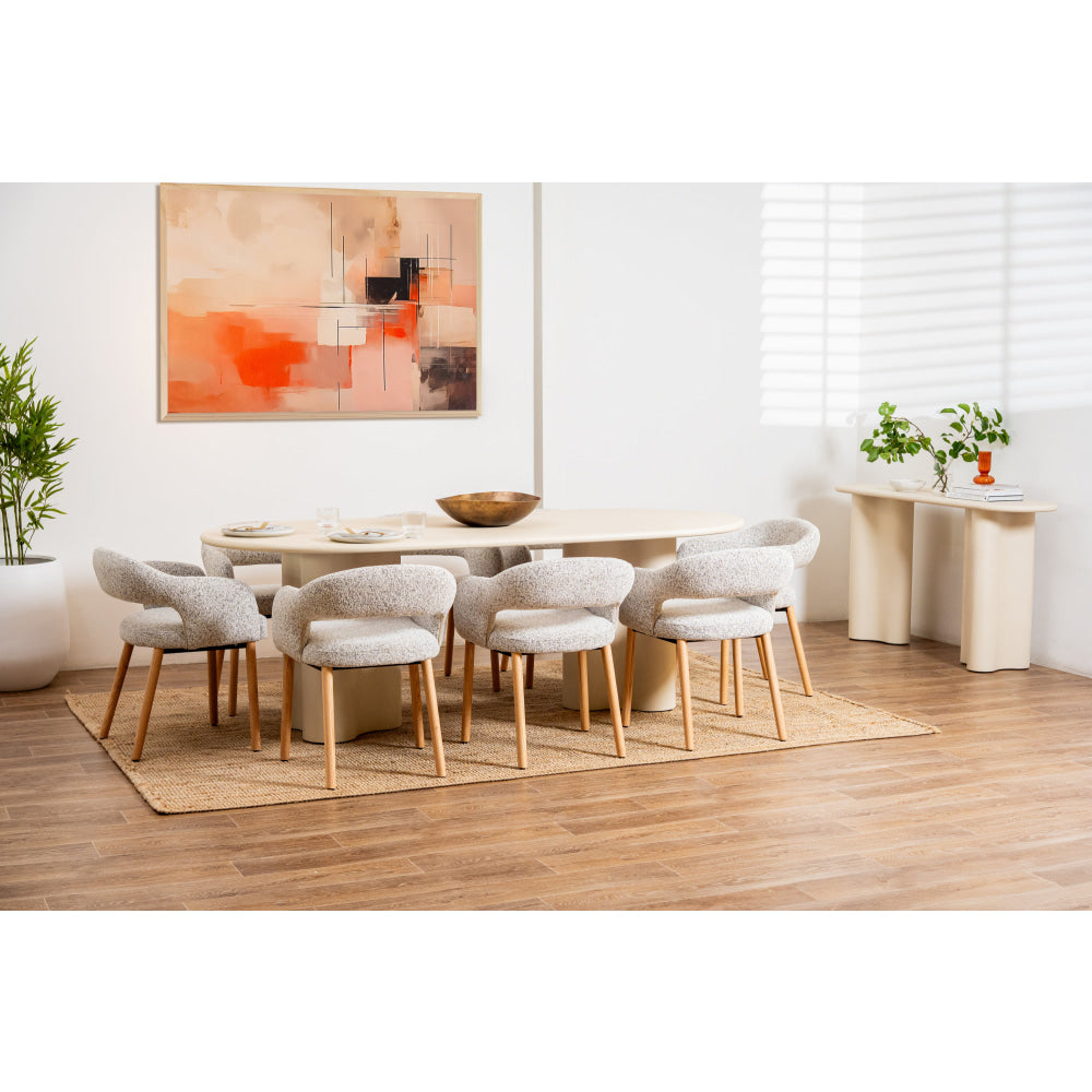 Gus Micro-Cement Coated Wooden Kitchen Dining Table 220cm Pebble Fast shipping On sale