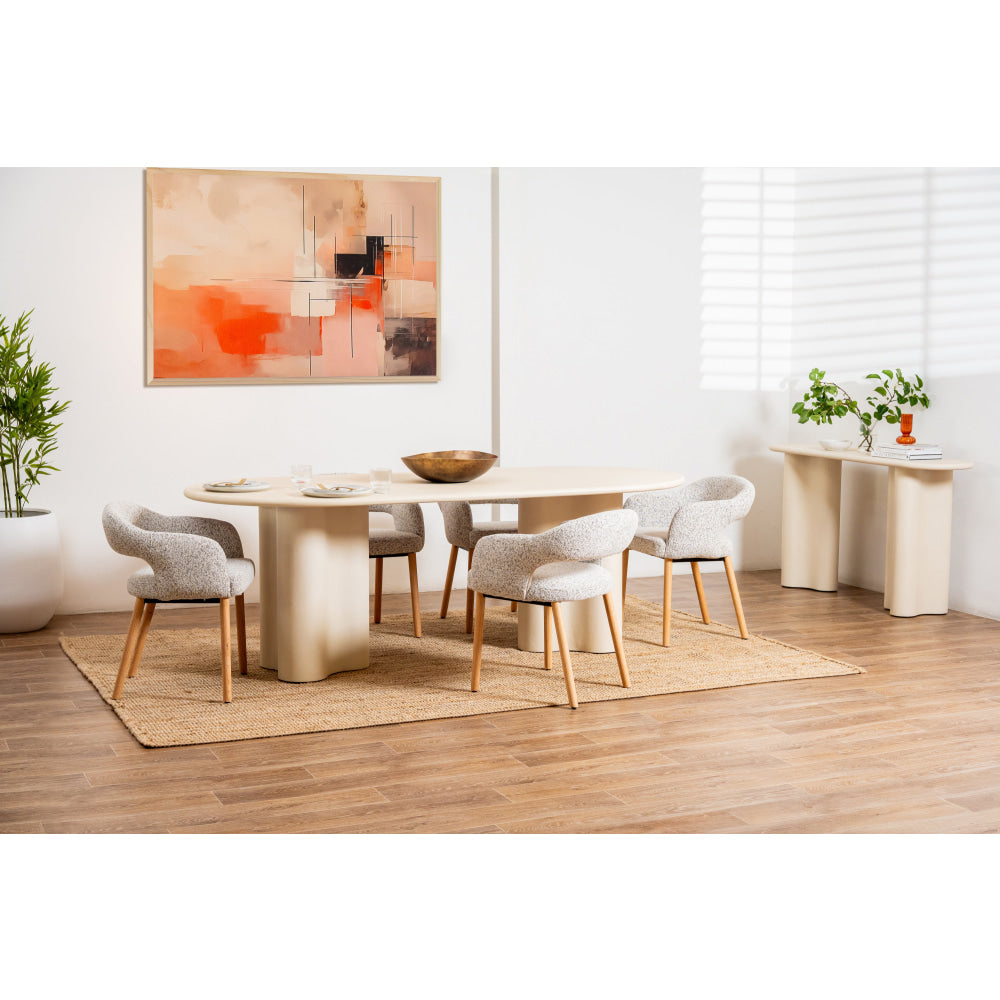 Gus Micro-Cement Coated Wooden Kitchen Dining Table 220cm Pebble Fast shipping On sale