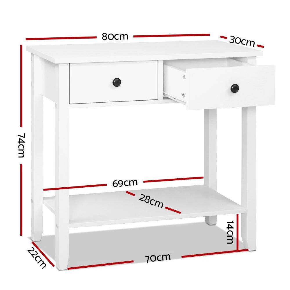 Hallway Console Table Hall Side Entry 2 Drawers Display White Desk Furniture Fast shipping On sale