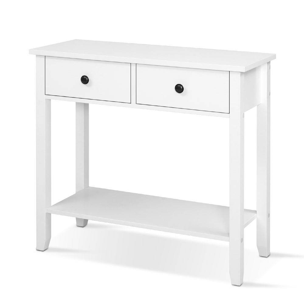 Hallway Console Table Hall Side Entry 2 Drawers Display White Desk Furniture Fast shipping On sale