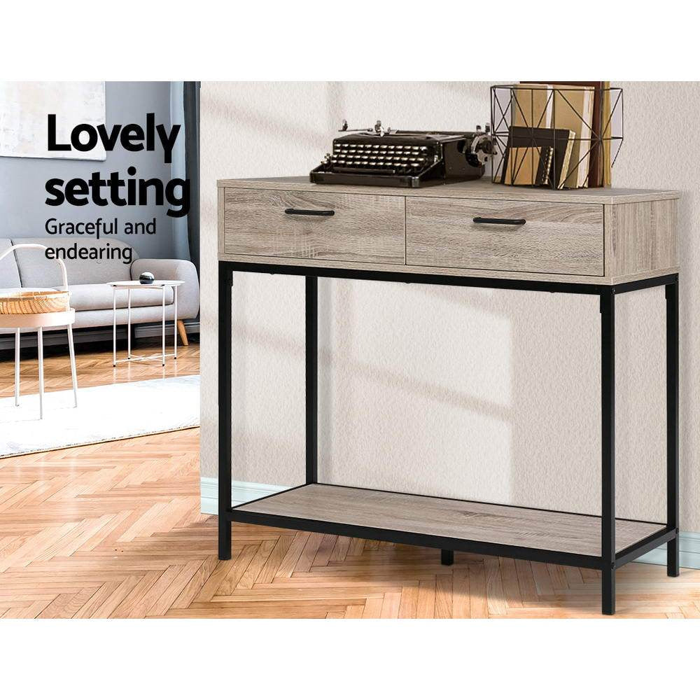 Hallway Console Table Hall Side Entry Display Desk Drawer Storage Oak Fast shipping On sale