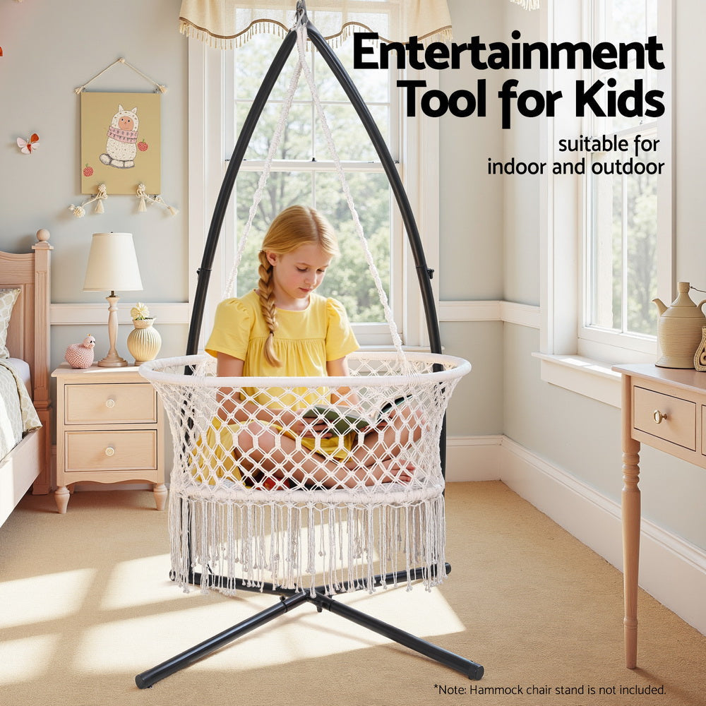 Hammock Chair Cotton Swing Outdoor Indoor Cream Furniture Fast shipping On sale