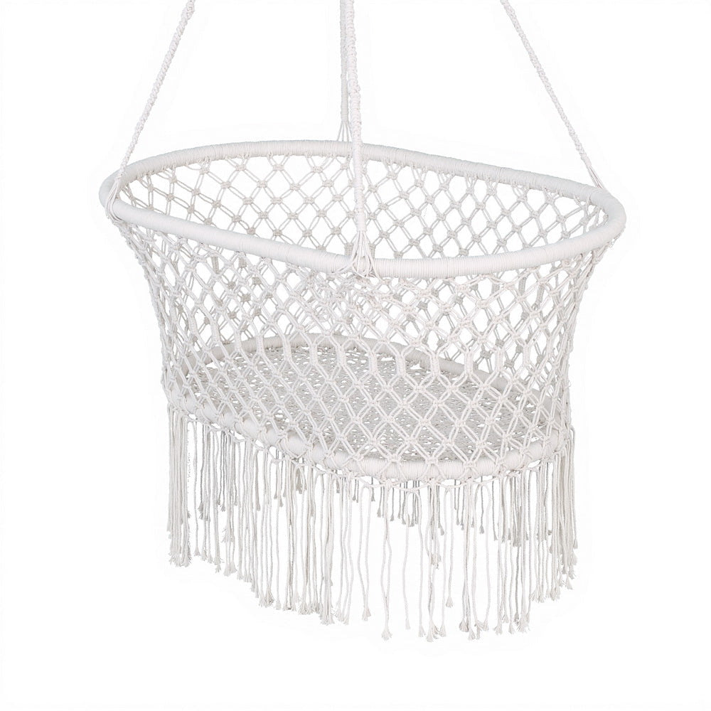 Hammock Chair Cotton Swing Outdoor Indoor Cream Furniture Fast shipping On sale