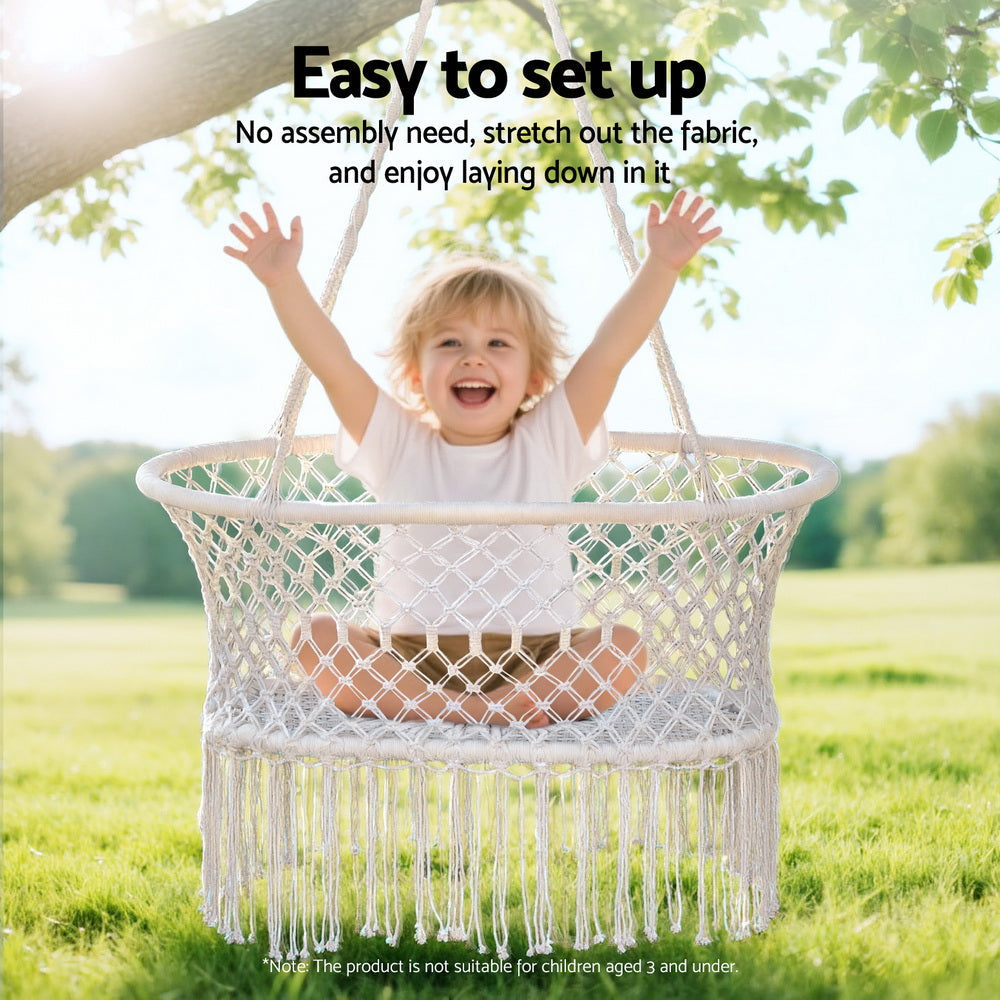 Hammock Chair Cotton Swing Outdoor Indoor Cream Furniture Fast shipping On sale