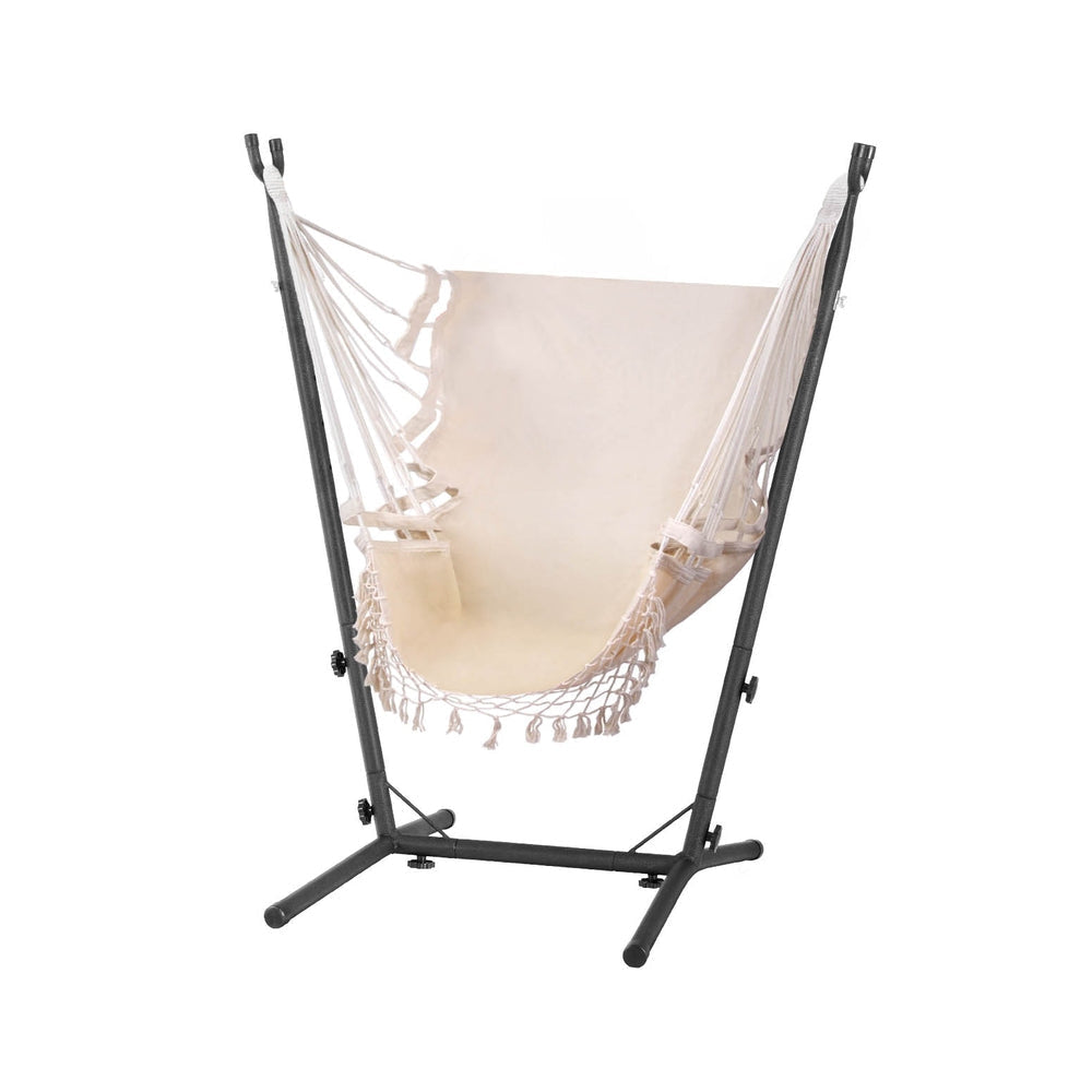 Hammock Chair Outdoor Camping Hanging with Stand Cream Furniture Fast shipping On sale