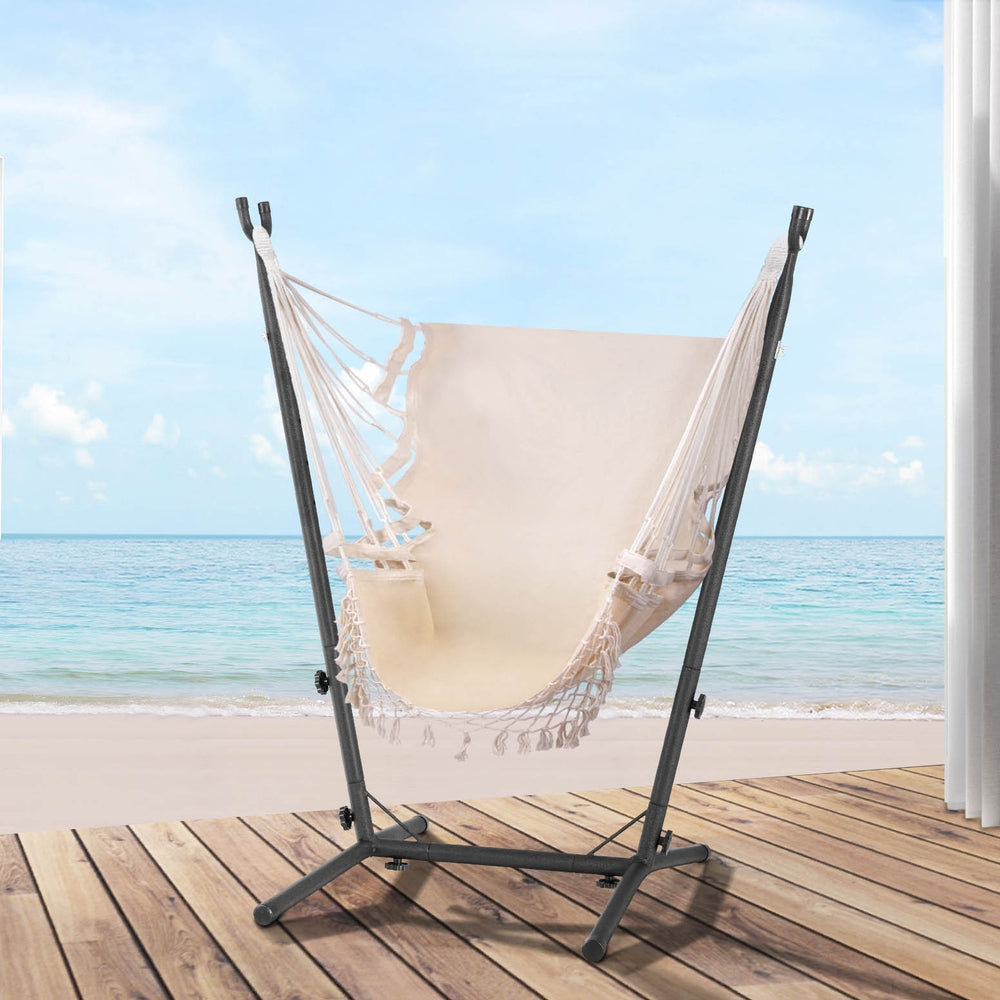 Hammock Chair Outdoor Camping Hanging with Stand Cream Furniture Fast shipping On sale