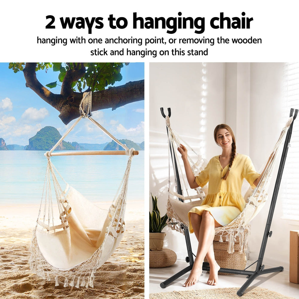 Hammock Chair Outdoor Camping Hanging with Stand Cream Furniture Fast shipping On sale