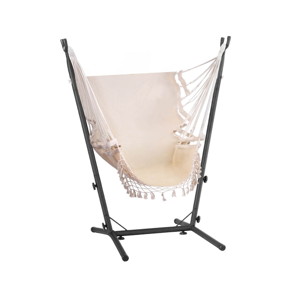 Hammock Chair Outdoor Camping Hanging with Stand Cream Furniture Fast shipping On sale