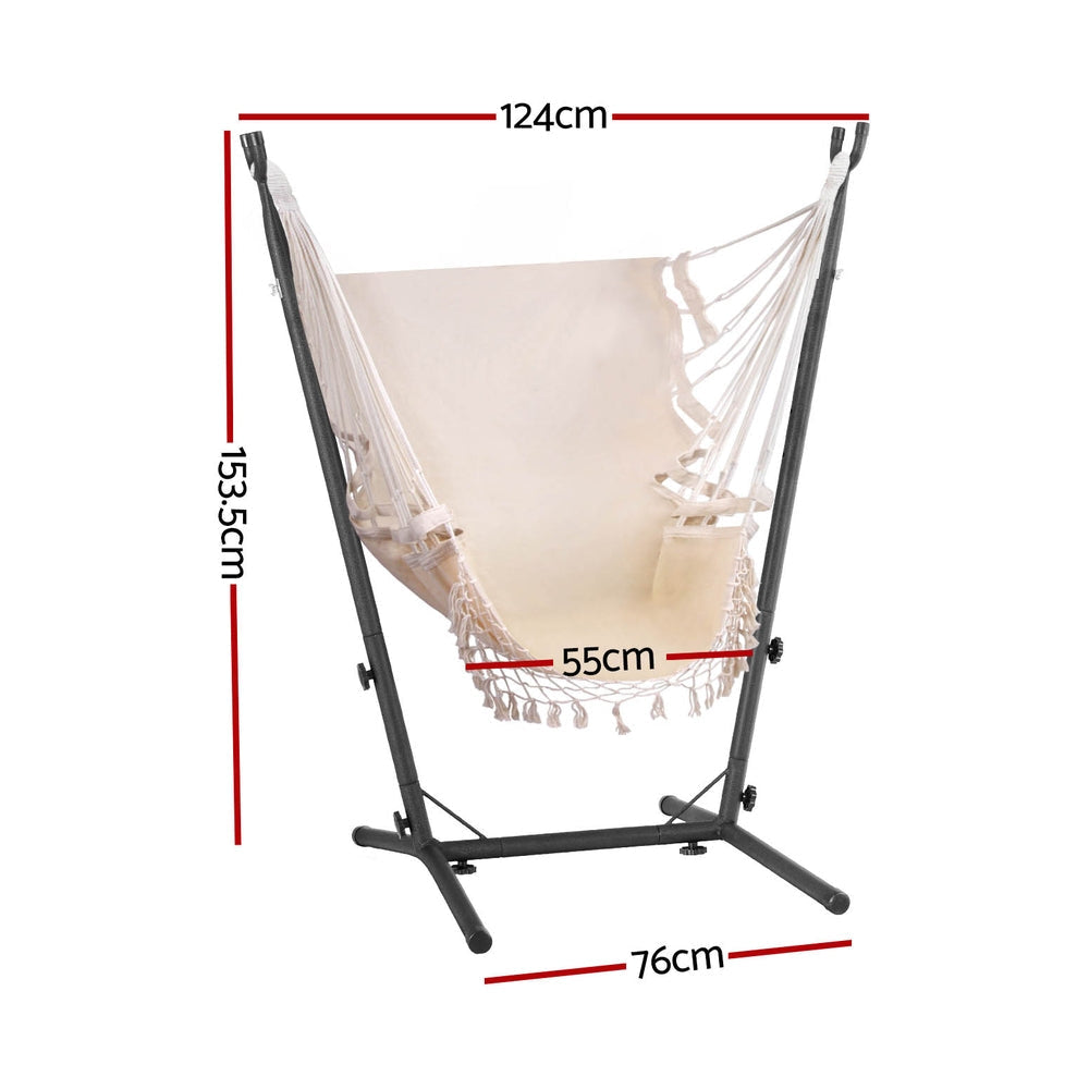 Hammock Chair Outdoor Camping Hanging with Stand Cream Furniture Fast shipping On sale