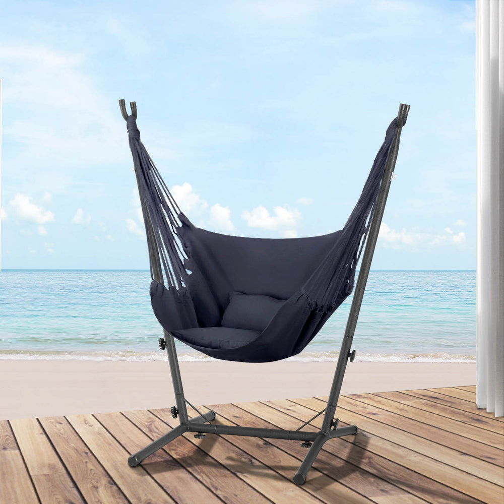 Hammock Chair Outdoor Camping Hanging with Stand Grey Furniture Fast shipping On sale