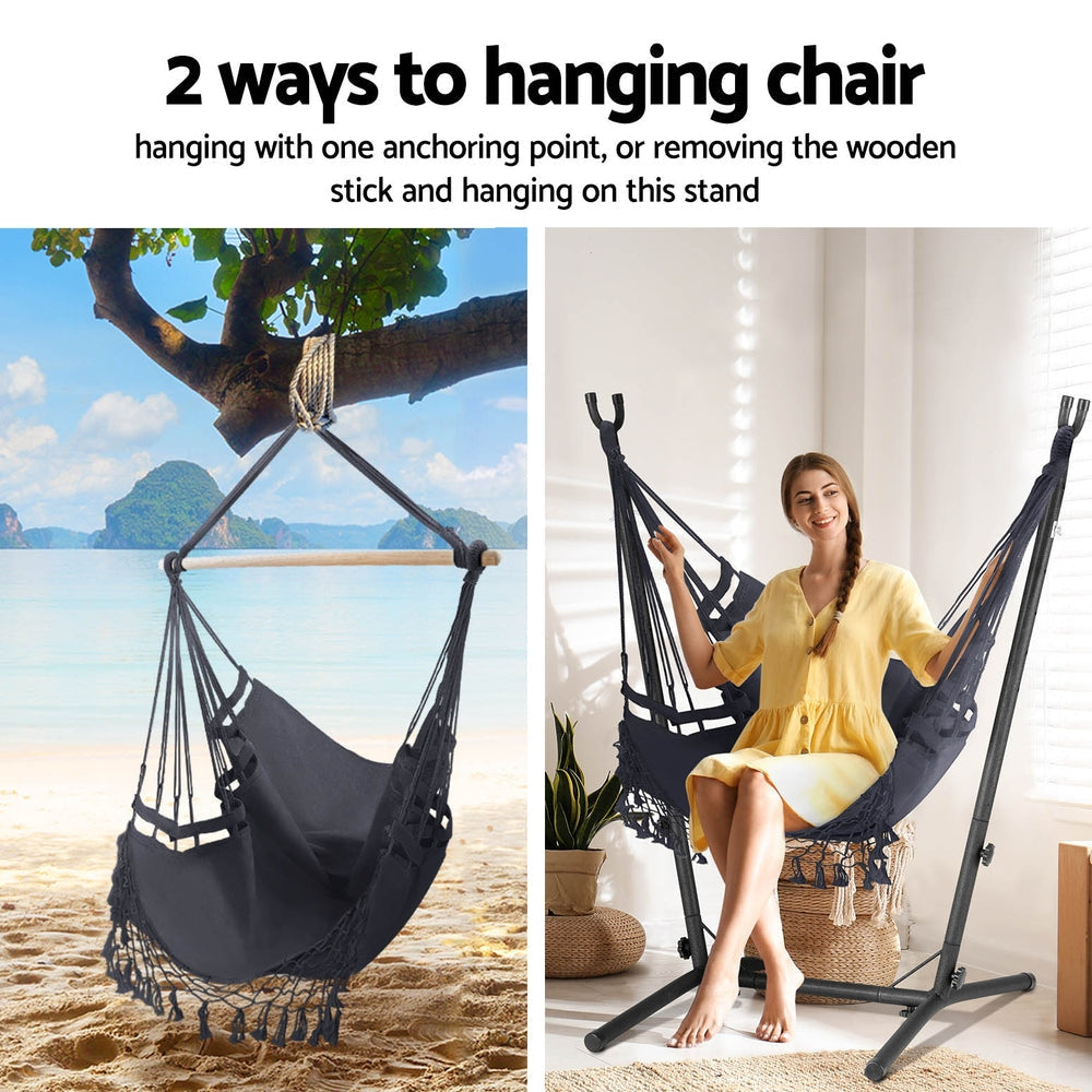 Hammock Chair Outdoor Camping Hanging with Stand Grey Furniture Fast shipping On sale