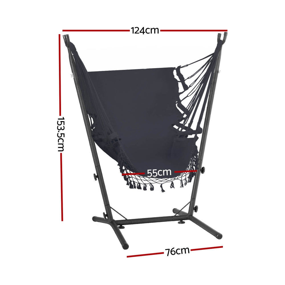 Hammock Chair Outdoor Camping Hanging with Stand Grey Furniture Fast shipping On sale