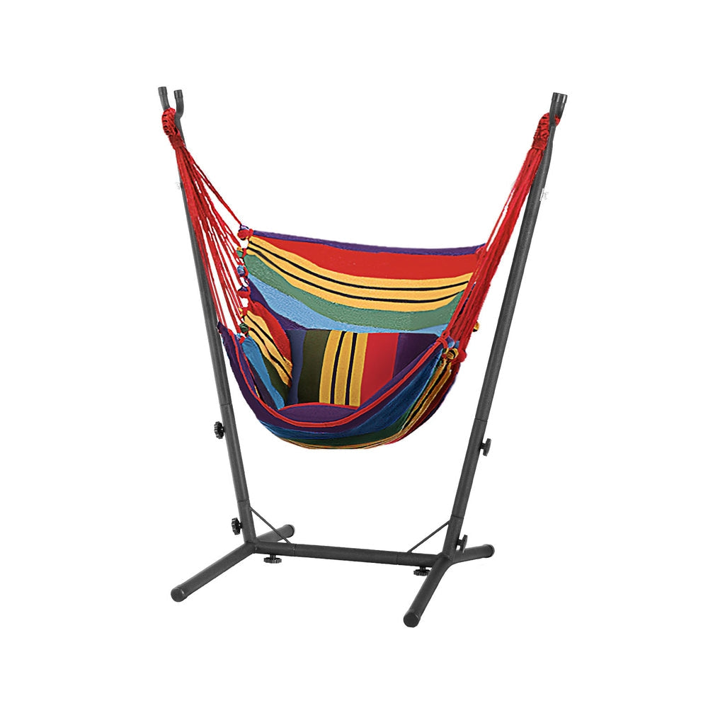 Hammock Chair Outdoor Camping Hanging with Stand Rainbow Furniture Fast shipping On sale