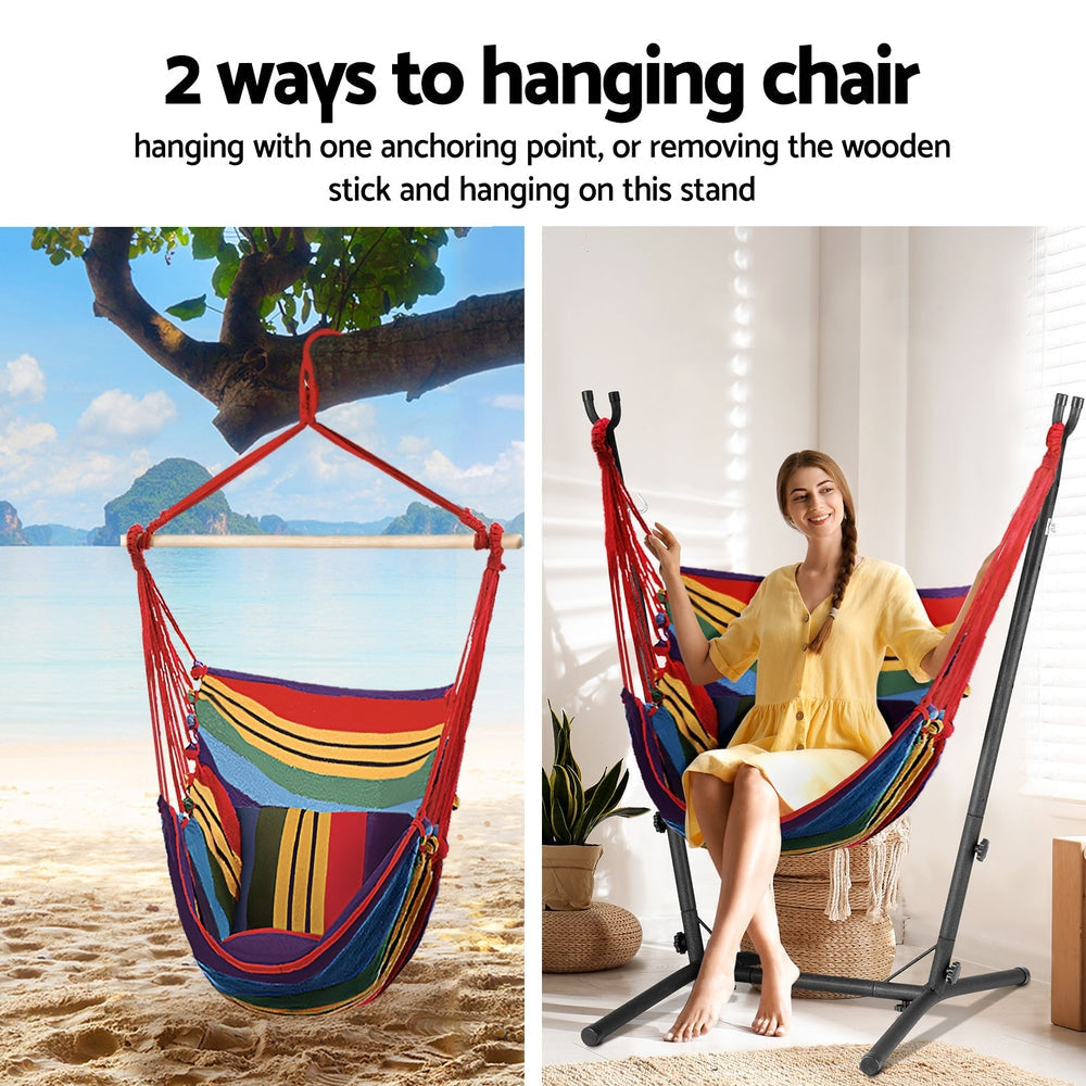 Hammock Chair Outdoor Camping Hanging with Stand Rainbow Furniture Fast shipping On sale