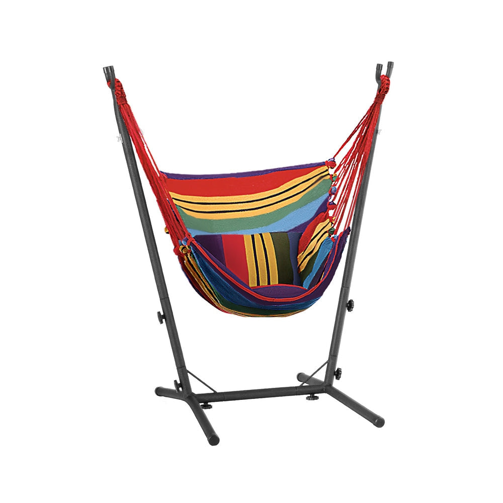 Hammock Chair Outdoor Camping Hanging with Stand Rainbow Furniture Fast shipping On sale