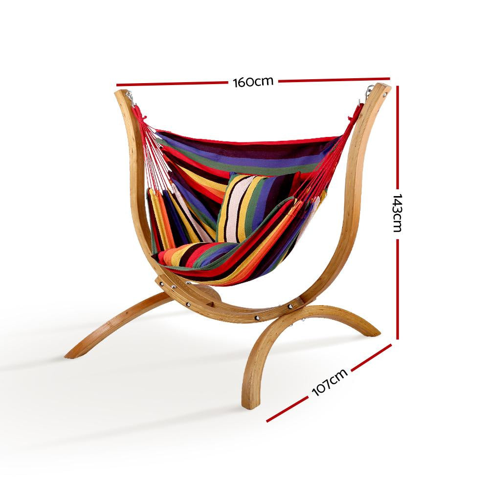 Hammock with Wooden Stand Outdoor Furniture Fast shipping On sale