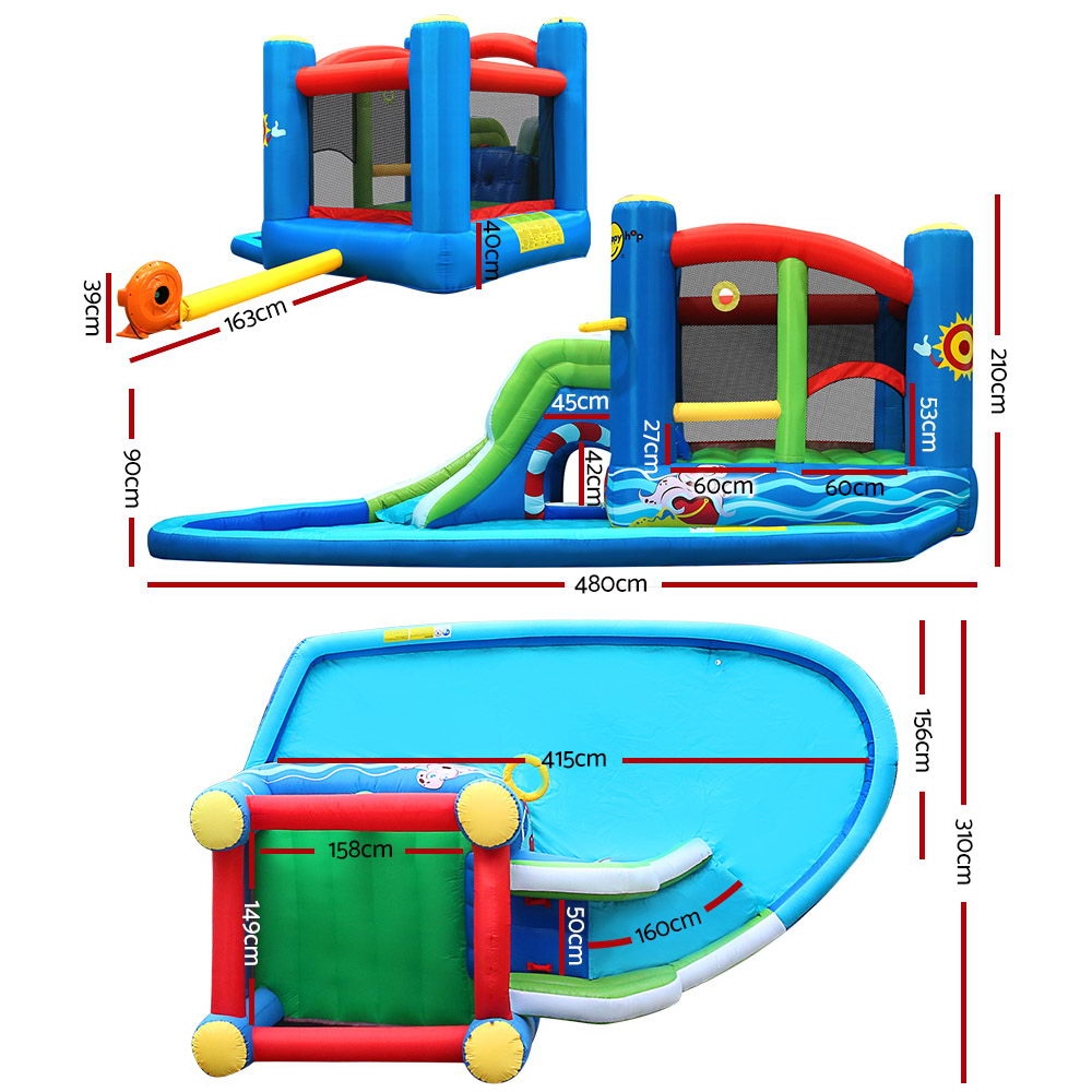 Happy Hop Inflatable Water Jumping Castle Bouncer Kid Toy Windsor Slide Splash Pool & Spa Fast shipping On sale