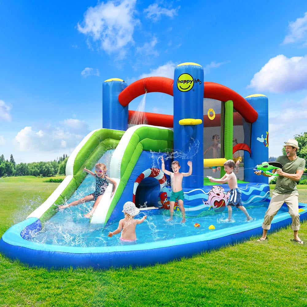 Happy Hop Inflatable Water Jumping Castle Bouncer Kid Toy Windsor Slide Splash Pool & Spa Fast shipping On sale