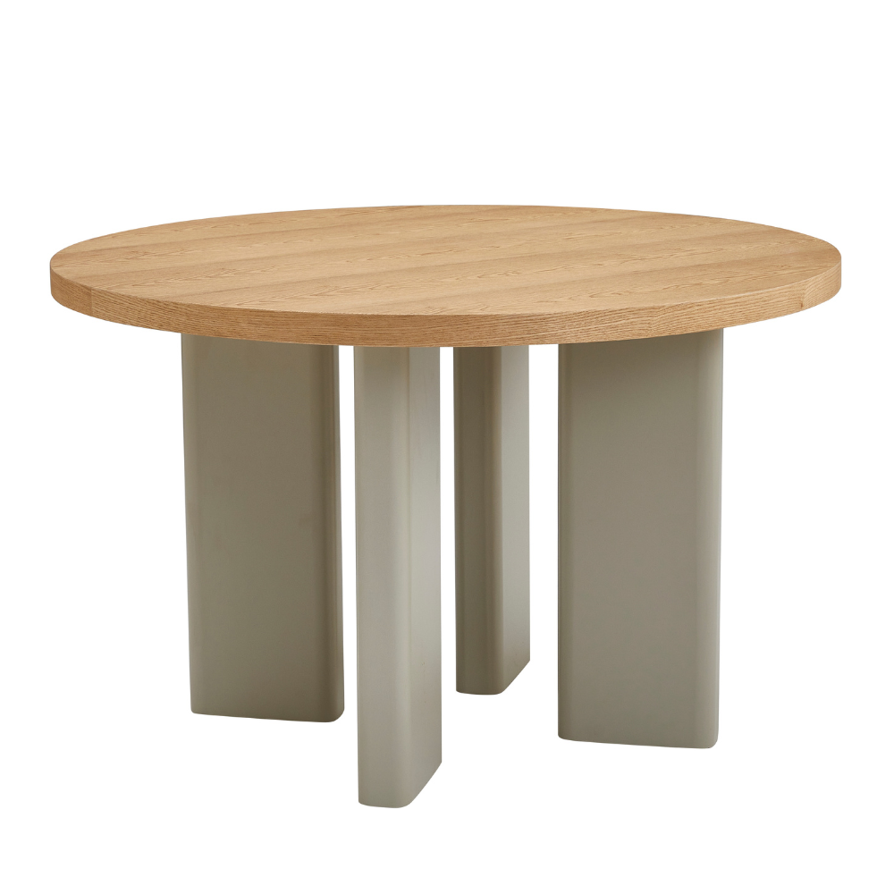 Harcon Country Style Wooden Round Kitchen Dining Table 120cm Oak / Grey Fast shipping On sale