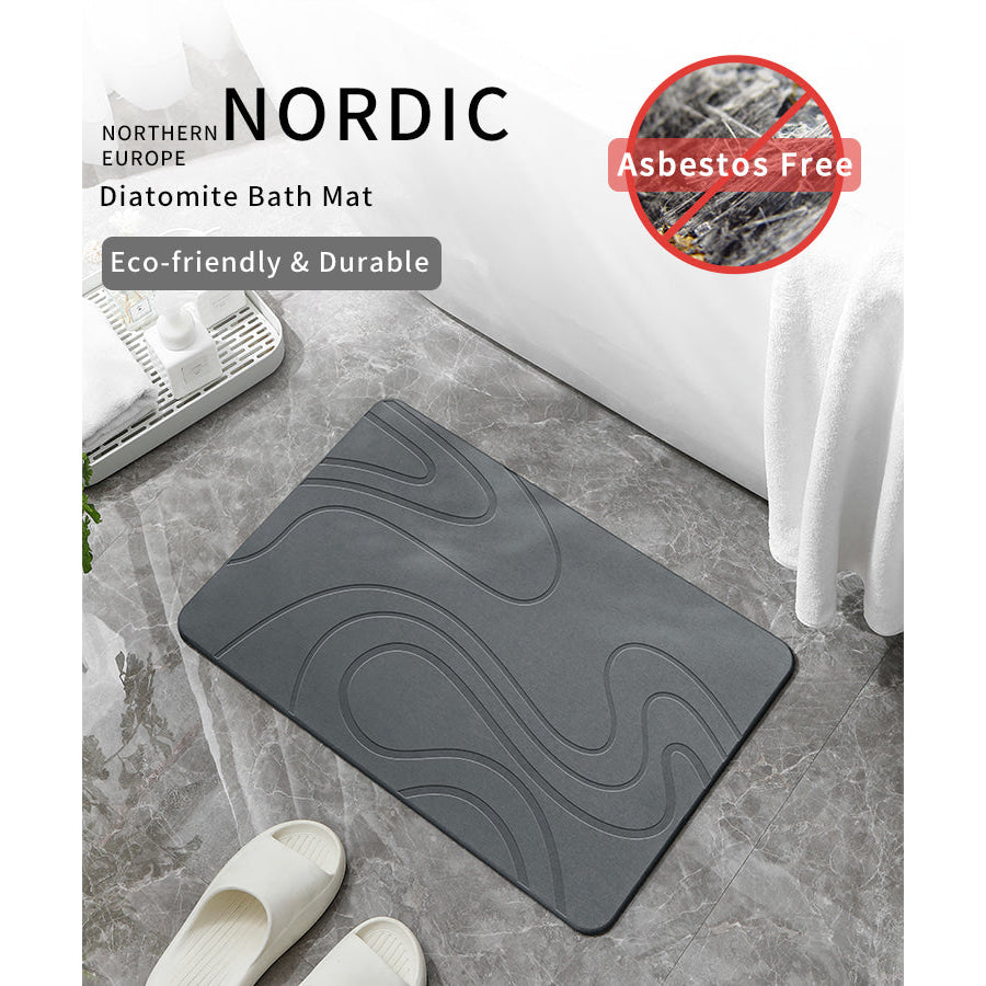 Hard Diatomite Bath Mat (Flow) 60x39CM Quick Absorption Anti-Bacterial - Dark Grey Bathroom Accessories Fast shipping On sale