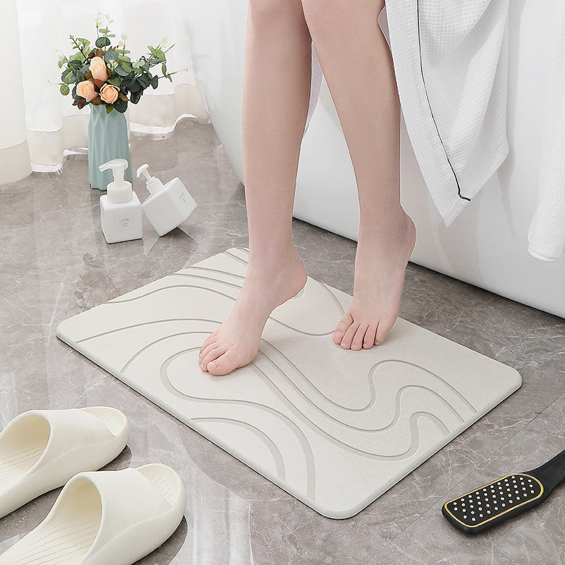 Hard Diatomite Bath Mat (Flow) 60x39CM Quick Absorption Anti-Bacterial - Off White Bathroom Accessories Fast shipping On sale