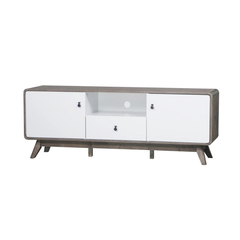 Hendy Wooden Lowline Entertainment Unit TV Stand - Oak & White Fast shipping On sale