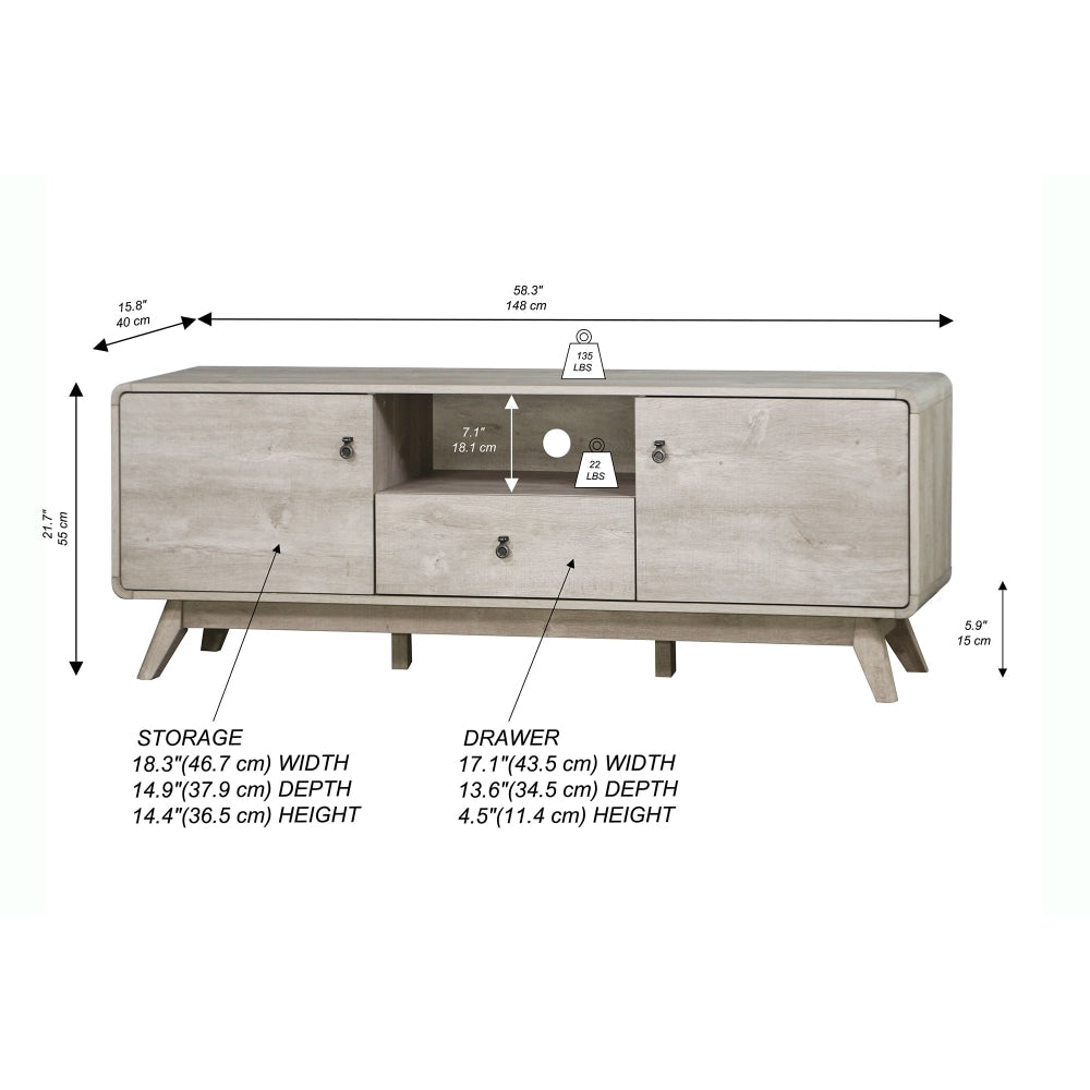 Hendy Wooden Lowline Entertainment Unit TV Stand - Washed Grey Fast shipping On sale