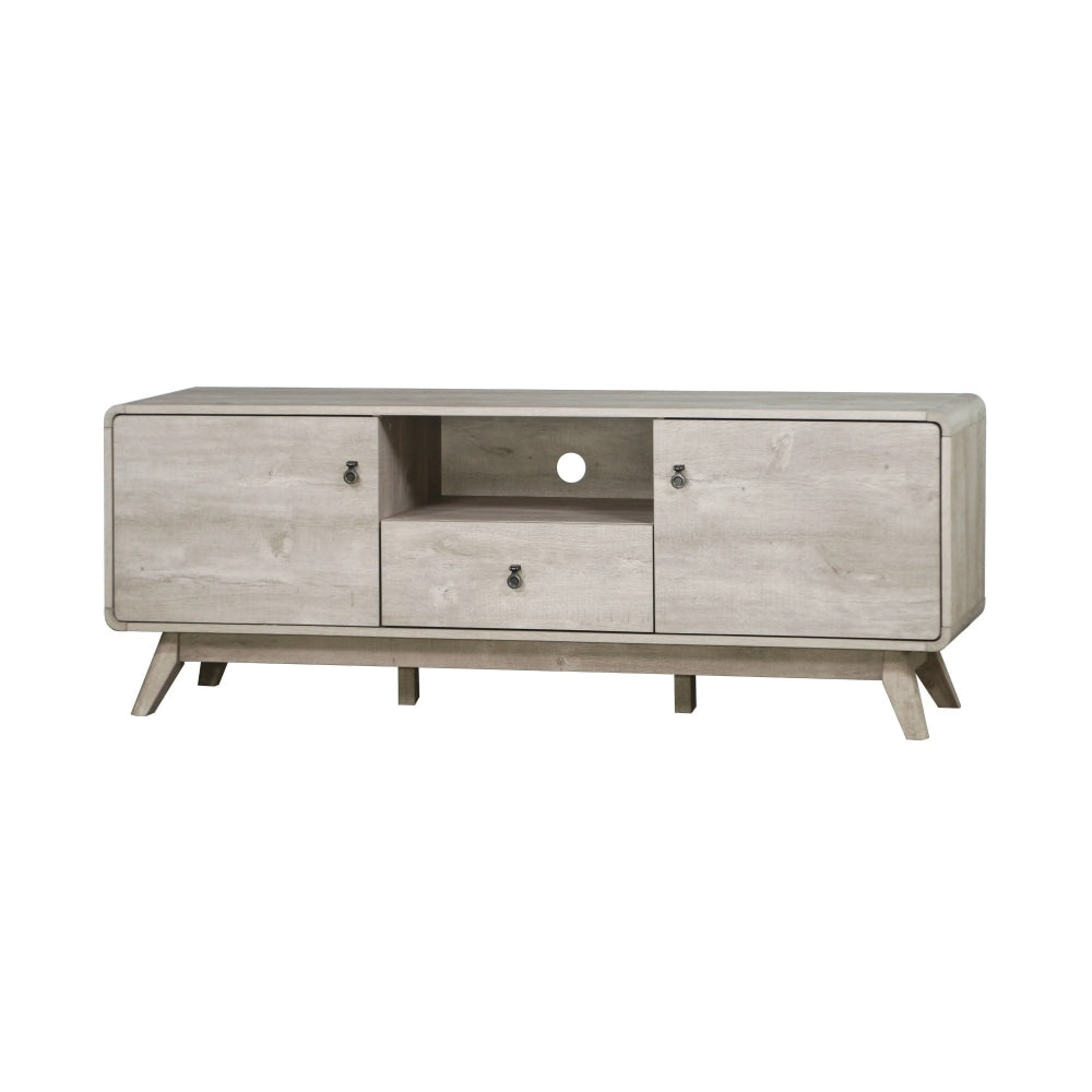 Hendy Wooden Lowline Entertainment Unit TV Stand - Washed Grey Fast shipping On sale