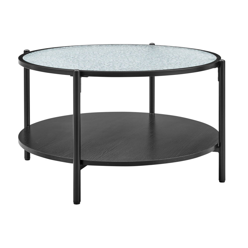 Hester Modern Round Tea Coffee Table 2-Tier Glass Top Black Fast shipping On sale