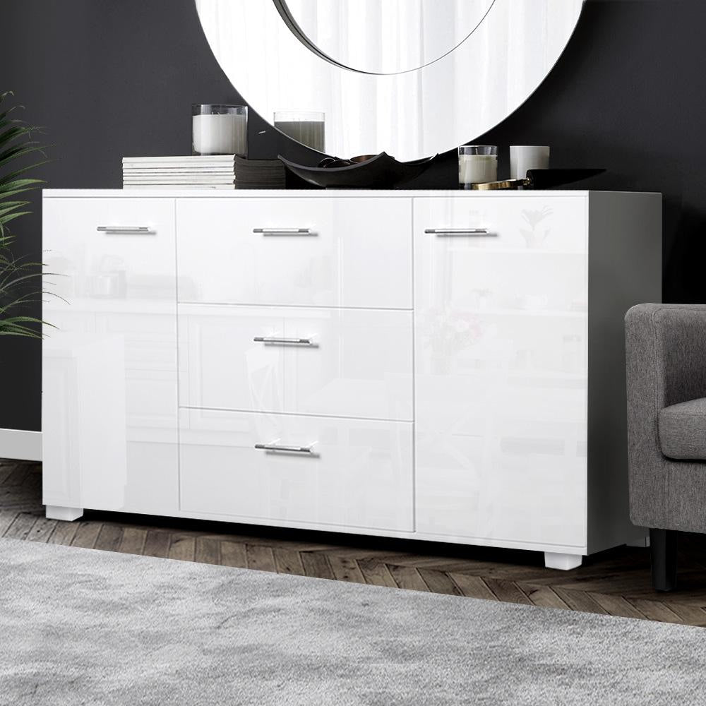 High Gloss Sideboard Storage Cabinet Cupboard - White & Buffet Unit Fast shipping On sale