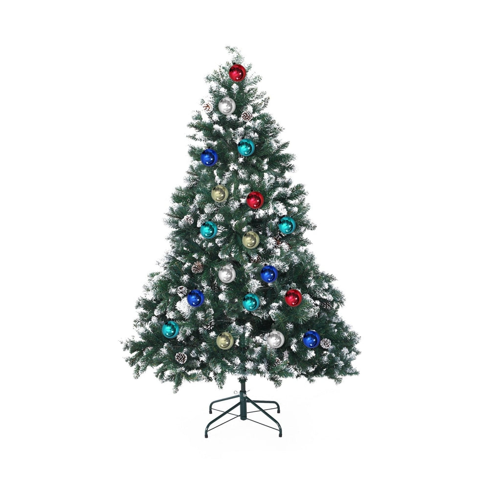 Home Ready 5Ft 150cm 720 tips Green Snowy Christmas Tree Xmas Pine Cones + Bauble Balls Fast shipping On sale