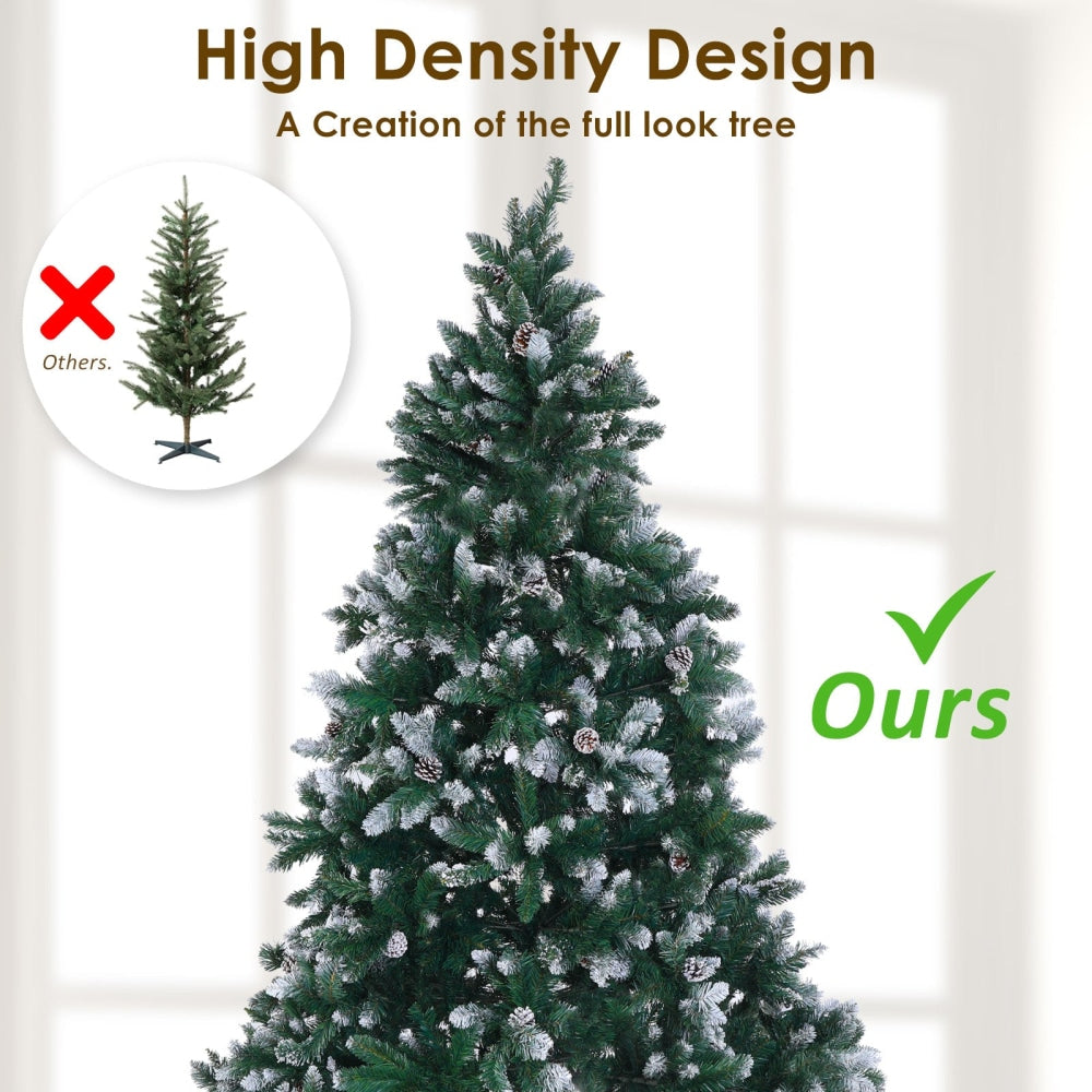 Home Ready 5Ft 150cm 720 tips Green Snowy Christmas Tree Xmas Pine Cones + Bauble Balls Fast shipping On sale
