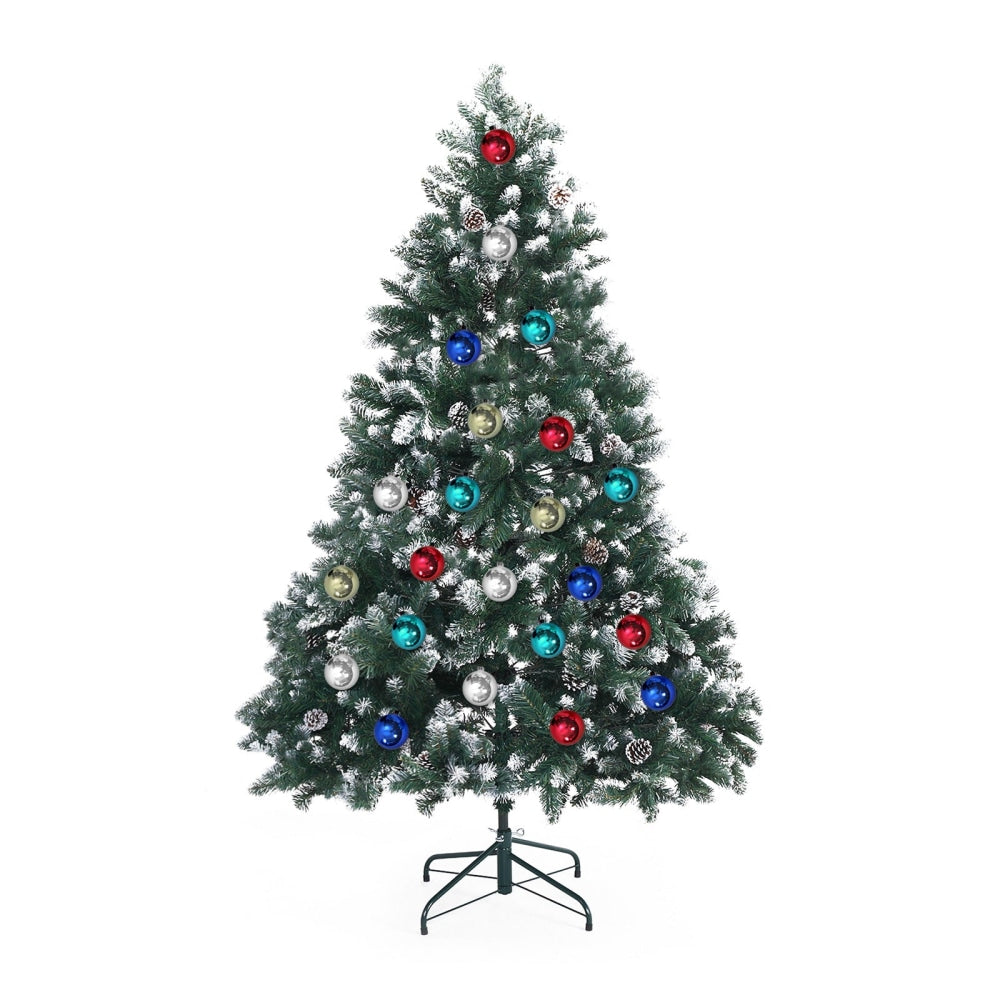 Home Ready 6Ft 180cm 930 tips Green Snowy Christmas Tree Xmas Pine Cones + Bauble Balls Fast shipping On sale