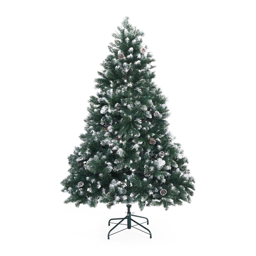 Home Ready 6Ft 180cm 930 tips Green Snowy Christmas Tree Xmas Pine Cones Fast shipping On sale