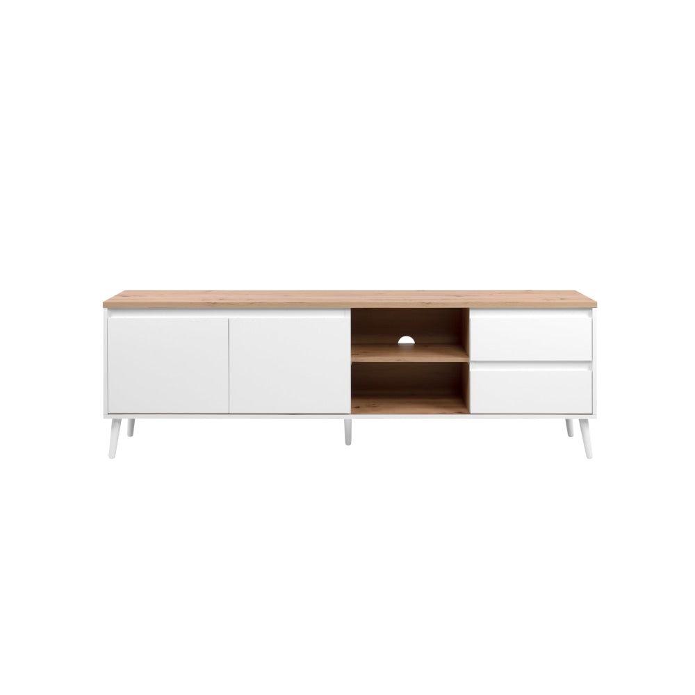 Howard Lowline Entertainment Unit TV Stand 2-Doors 2-Drawers White/Oak Fast shipping On sale