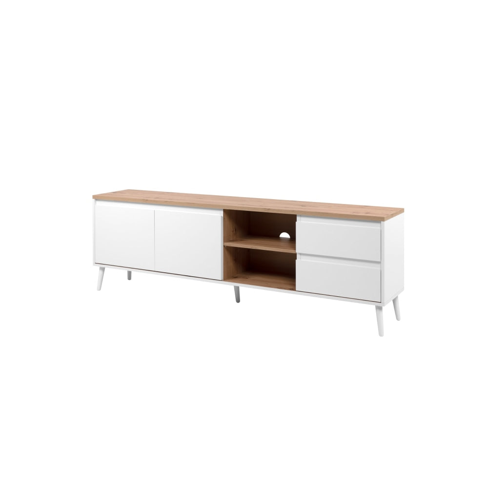 Howard Lowline Entertainment Unit TV Stand 2-Doors 2-Drawers White/Oak Fast shipping On sale