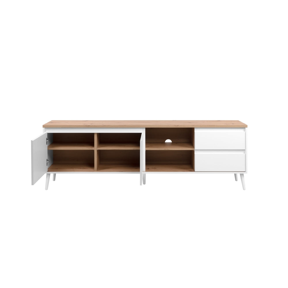 Howard Lowline Entertainment Unit TV Stand 2-Doors 2-Drawers White/Oak Fast shipping On sale