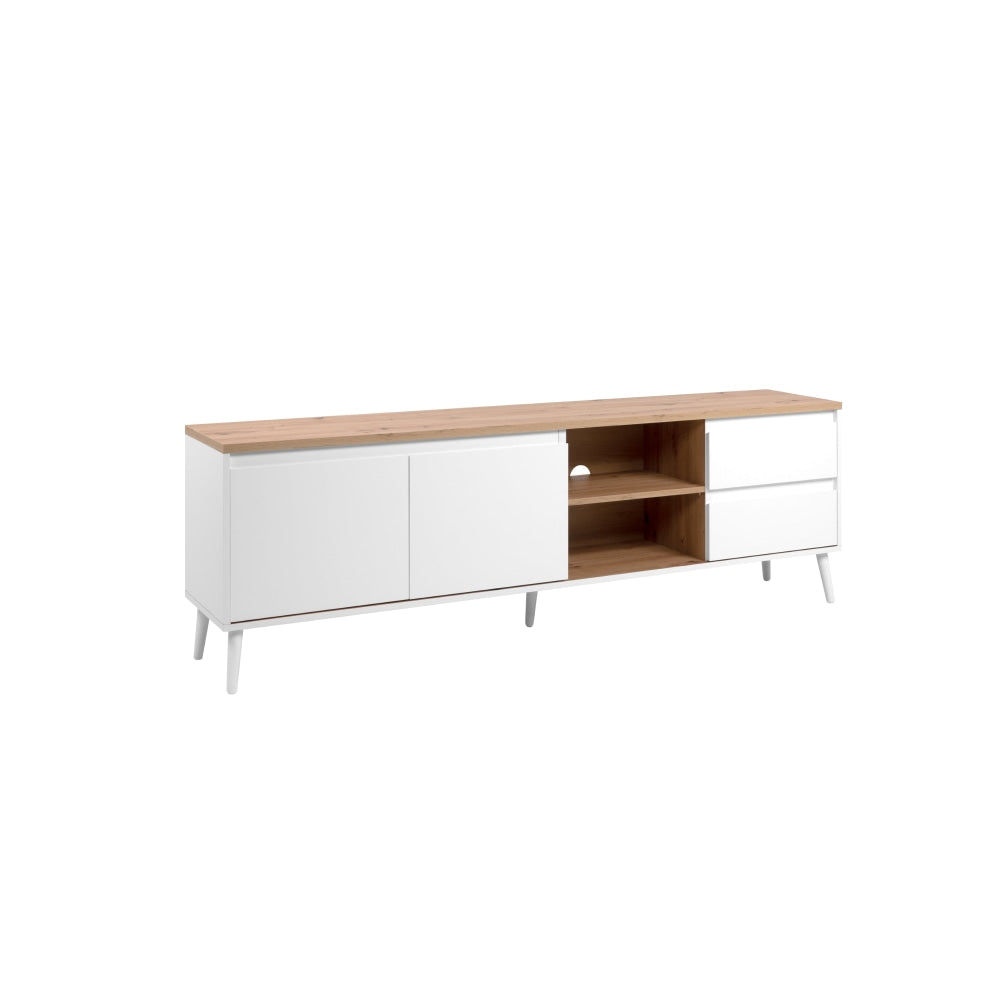 Howard Lowline Entertainment Unit TV Stand 2-Doors 2-Drawers White/Oak Fast shipping On sale