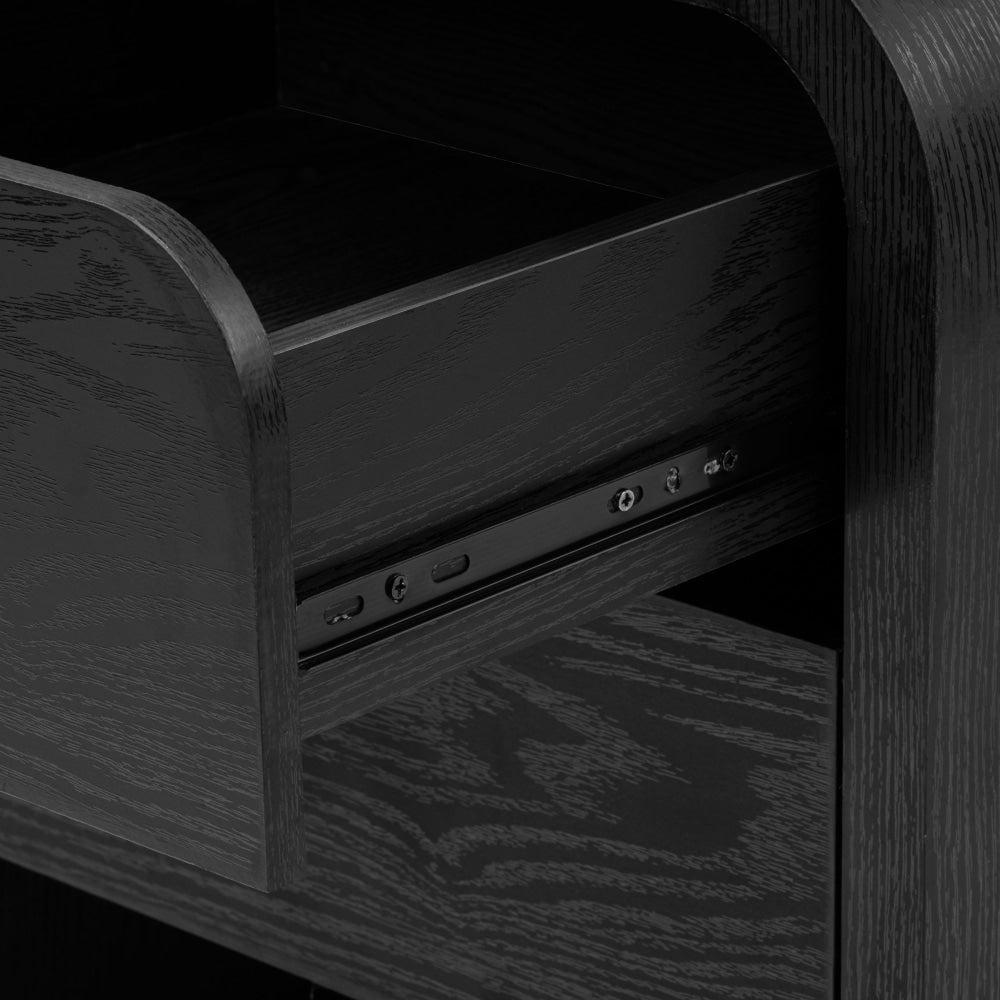 Hugh Modern Wooden Nightstand Bedside Table 2-Drawers Black Fast shipping On sale