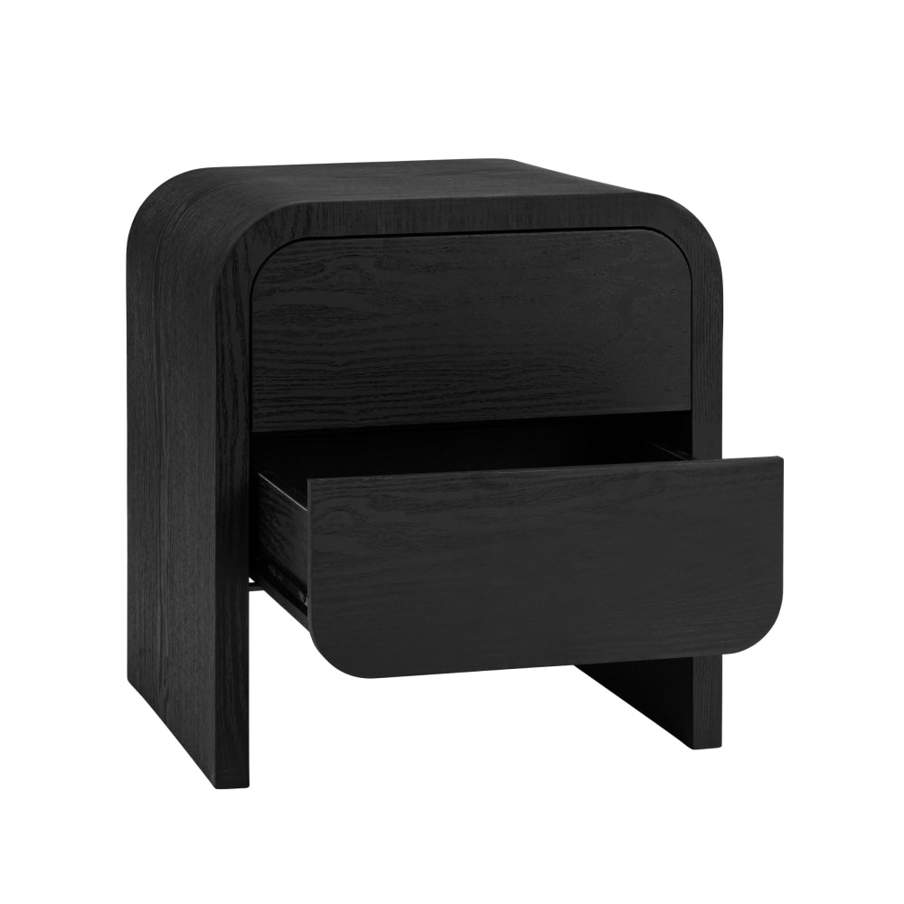Hugh Modern Wooden Nightstand Bedside Table 2-Drawers Black Fast shipping On sale