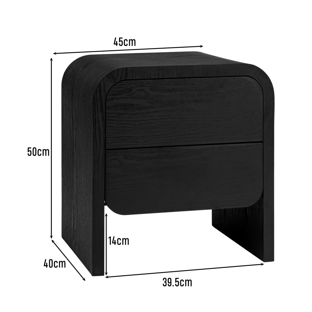 Hugh Modern Wooden Nightstand Bedside Table 2-Drawers Black Fast shipping On sale