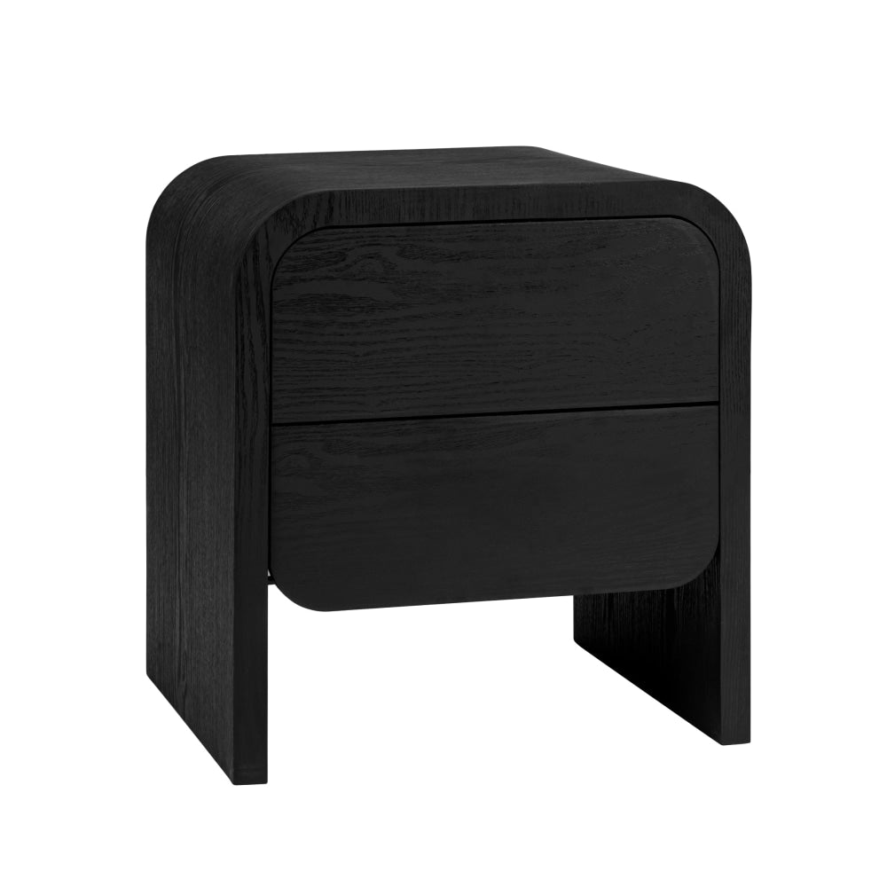 Hugh Modern Wooden Nightstand Bedside Table 2-Drawers Black Fast shipping On sale