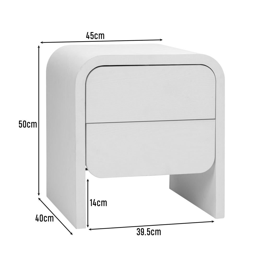 Hugh Modern Wooden Nightstand Bedside Table 2-Drawers White Fast shipping On sale