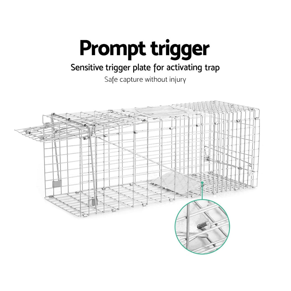 Humane Animal Trap Cage 66 x 23 25cm - Silver Farm Supplies Fast shipping On sale