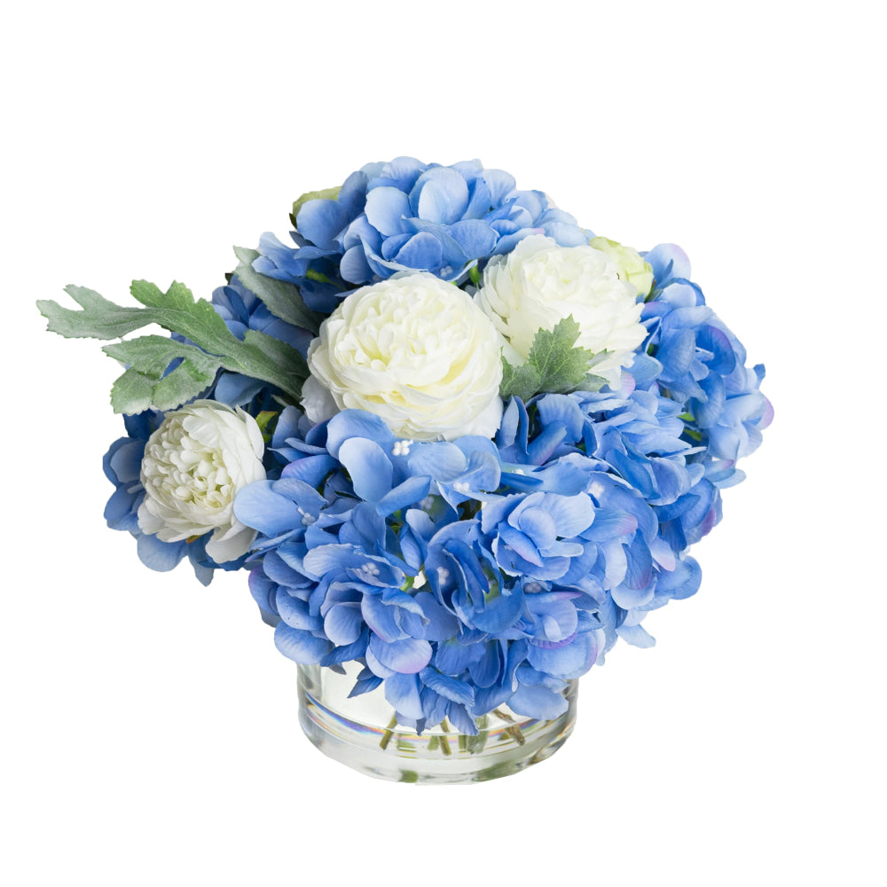 Hydrangea Artificial Fake Plant Decorative Mixed Arrangement 25cm In Glass Fast shipping On sale