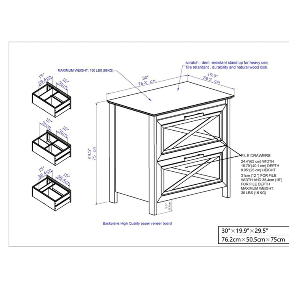 Hyland 2-Drawer Office Storage Lateral Filing Cabinet Rustic Brown Fast shipping On sale