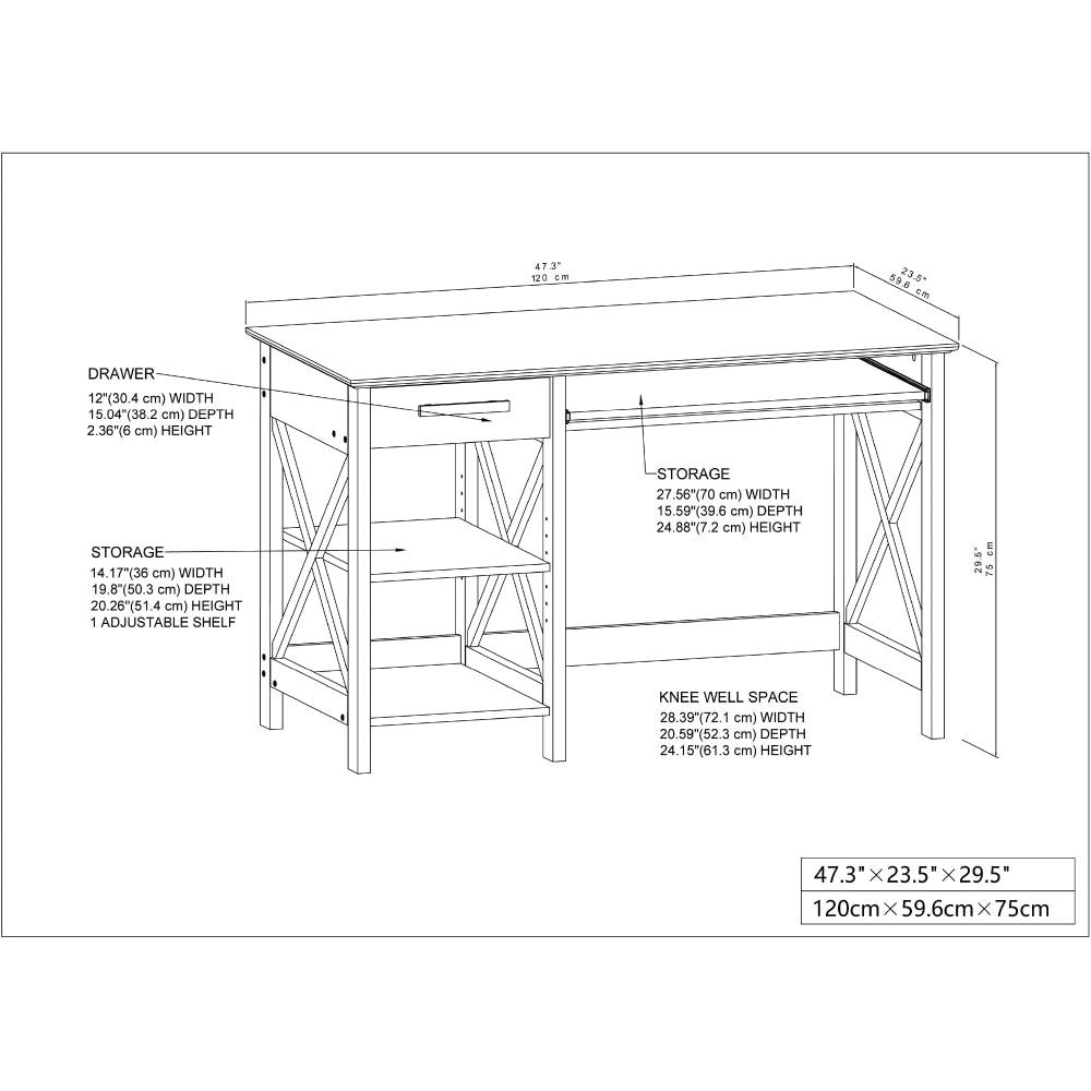 Hyland Home Office Working Computer Writing Study Desk 120cm Rustic Brown Fast shipping On sale