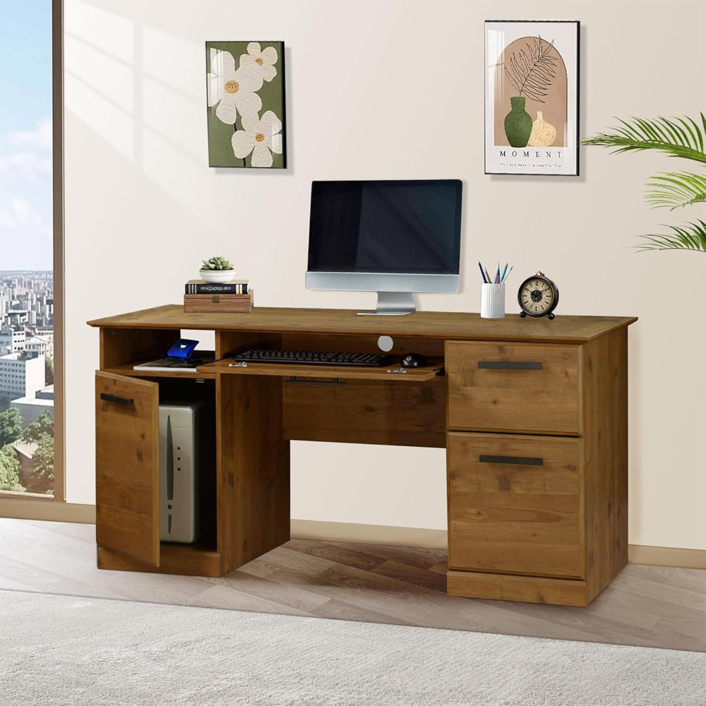 Hyland Large Executive Home Office Working Computer Desk 150cm Rustic Brown Fast shipping On sale