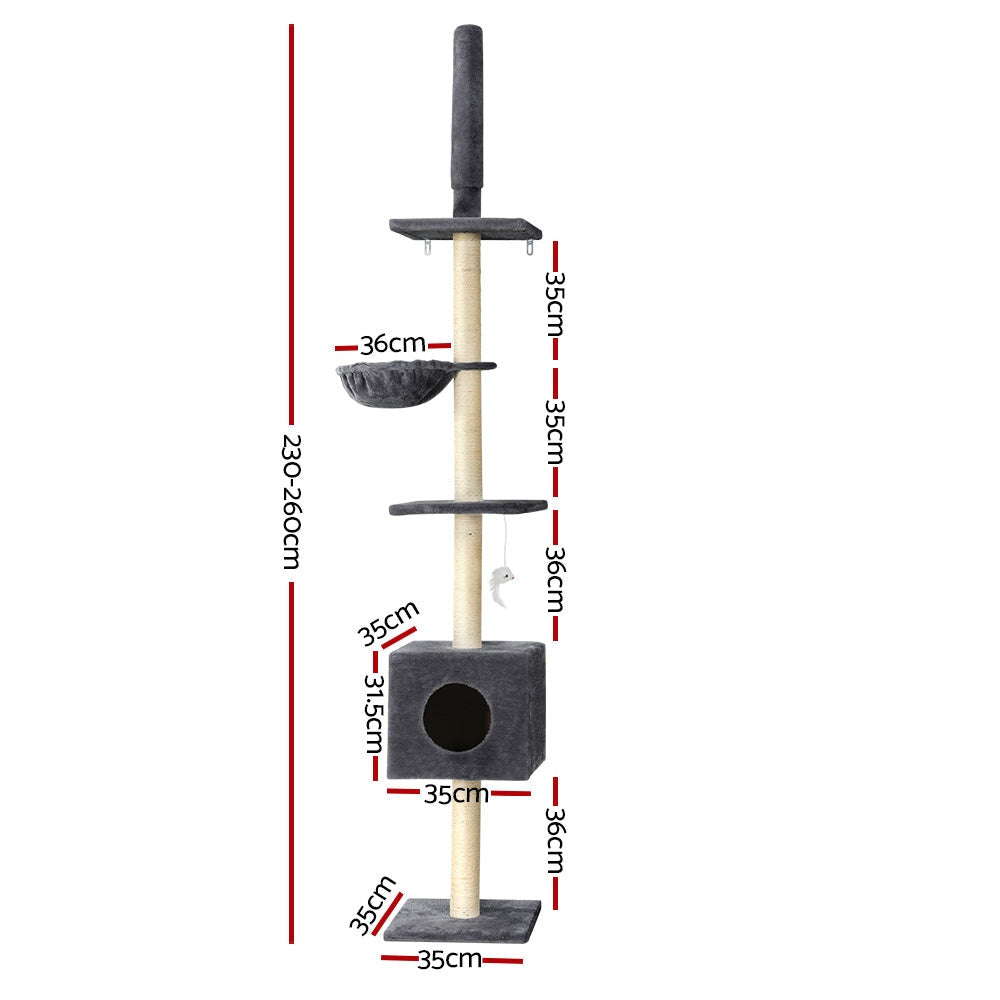 i.Pet Cat Tree Tower Scratching Post Scratcher Floor to Ceiling Cats Bed 260cm Cares Fast shipping On sale